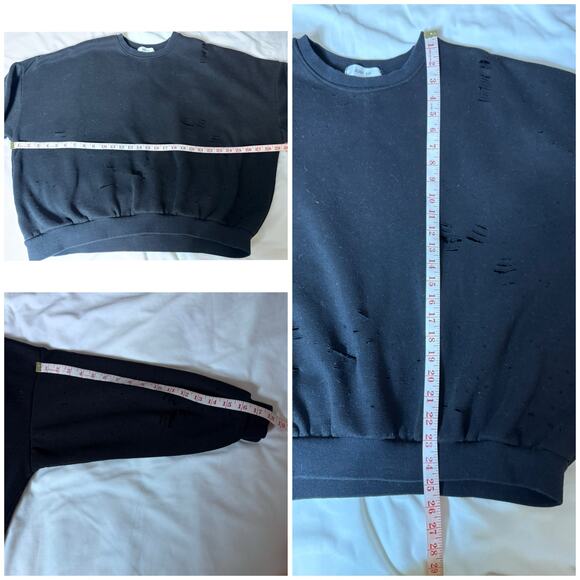 June 6th Distressed Black Oversized Pullover Sweatshirt Size M USED - Picture 7 of 7